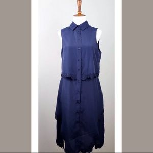 NWT Parker Overlay Shirt Dress Navy Blue Size M
